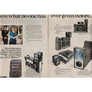 Polaroid Focused Flash 400 Series Big Shot Cameras Centerfold Print Ad 1971